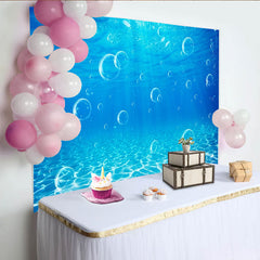 Lofaris Blauer Unterwasser-Fotohintergrund mit Lichtstrahlen und Blasen, realistische Ozean Kulisse für Fotostudio und Kinderpartys