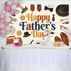 Lofaris Happy Father's Day Vatertagshintergrund mit Werkzeugen Krawatten und Hut, rustikale Fotokulisse für Papa und Familienfotoshootings