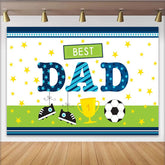 Lofaris Bester Papa Vatertags-Hintergrund mit Fußball und Pokal, sportliche Fotowand für Feiern und Fotoshootings