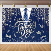 Lofaris Eleganter blauer Vatertagshintergrund mit Anzug und Krawatte, festliche Fotokulisse für Papa mit Glitzersternen und #1 DAD