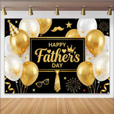 Lofaris Schwarz-goldener Vatertagshintergrund mit Ballons und Krone für Papa, elegante Partydekoration für Fotoshooting und Event
