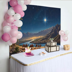 Lofaris Stern von Bethlehem Weihnachts-Hintergrund mit Kamelzug, wunderschöne Kulisse für Krippenspiel und festliche Fotografie