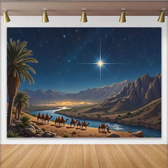 Lofaris Stern von Bethlehem Weihnachts-Hintergrund mit Kamelzug, wunderschöne Kulisse für Krippenspiel und festliche Fotografie