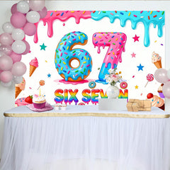 Lofaris Bunter 67. Geburtstag Donut Hintergrund mit Streuseln, süße Partydekoration für Fotoshootings und Feiern
