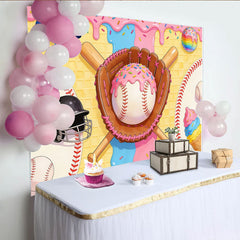 Lofaris Bunter Baseball-Eis-Hintergrund mit Waffelstruktur und bunten Streuseln, verspielte Fotokulisse für Kindergeburtstag und Party