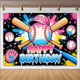 Lofaris Bunter Baseball Geburtstagshintergrund im Graffiti-Stil für Kinder, lebendige Fotowand für sportliche Geburtstagsfeiern