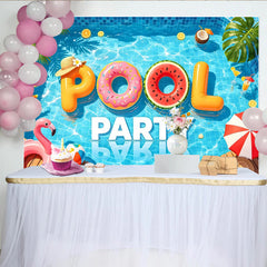 Lofaris Bunter Sommer Poolpartyhintergrund mit aufblasbaren Buchstaben, lustige Fotowand für Partydekoration