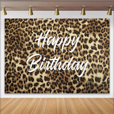 Lofaris Leopardenmuster Geburtstagshintergrund mit Happy Birthday Schriftzug, elegante Fotowand für wilde Partys und Fotoshootings