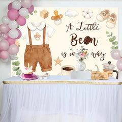 Lofaris Niedlicher Kleine Bohne Babyparty Hintergrund mit Eukalyptus und Kaffee, rustikale Fotowand für Babyankündigung und Fotoshooting