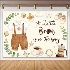Lofaris Niedlicher Kleine Bohne Babyparty Hintergrund mit Eukalyptus und Kaffee, rustikale Fotowand für Babyankündigung und Fotoshooting