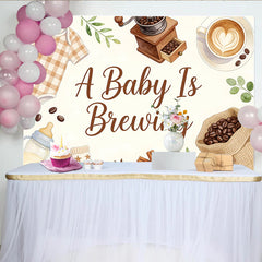 Lofaris Gemütlicher Kaffee Babyparty Hintergrund mit Babykleidung und Kaffeebohnen, süße Kulisse für Fotoshooting und Dekoration