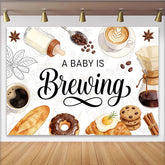 Lofaris Kaffee Babyparty Hintergrund A Baby is Brewing mit Frühstück, gemütliche Kulisse für Babyparty-Fotoshooting und Dekoration
