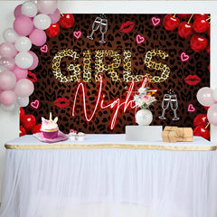 Lofaris Leopardenmuster Mädelsabend-Partyhintergrund mit Kirschen und roten Lippen, glamouröse Fotokulisse für Frauen Party