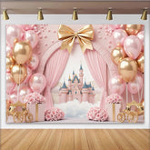 Lofaris Rosa Gold Prinzessinnen-Geburtstagshintergrund für Mädchen, märchenhafte Kulisse für Fotoshooting und Partydekoration