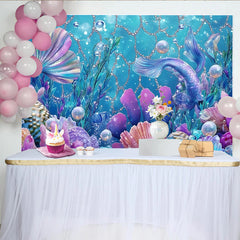 Lofaris Glitzernder Meerjungfrau Hintergrund mit bunten Korallen und Muscheln, magische Unterwasser Kulisse für Kinderpartys und Fotostudio