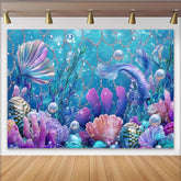 Lofaris Glitzernder Meerjungfrau Hintergrund mit bunten Korallen und Muscheln, magische Unterwasser Kulisse für Kinderpartys und Fotostudio