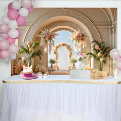 Lofaris Eleganter Hochzeitsbogen-Hintergrund mit Pampasgras und Rosen, romantische Kulisse für Hochzeitsfotos und Eventdekoration