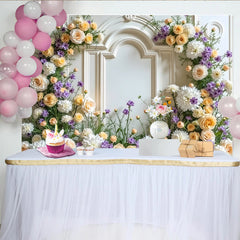 Lofaris Eleganter floraler Fotohintergrund mit Rosen und lila Blüten, klassische Kulisse für professionelles Fotoshooting
