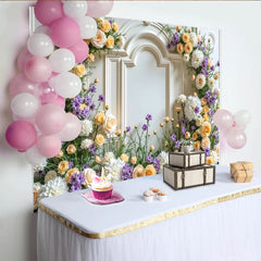 Lofaris Eleganter floraler Fotohintergrund mit Rosen und lila Blüten, klassische Kulisse für professionelles Fotoshooting
