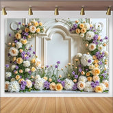 Lofaris Eleganter floraler Fotohintergrund mit Rosen und lila Blüten, klassische Kulisse für professionelles Fotoshooting