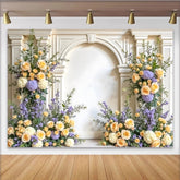 Lofaris Eleganter Blumenbogenhintergrund mit weißen Bögen und zarten Rosen, romantische Kulisse für Hochzeitsfeier und Porträtfotografie