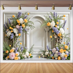 Lofaris Eleganter Blumen Fotohintergrund mit Pastellfarben und Säulen, wunderschöne Kulisse für Porträts und Frühlingsfotoshootings