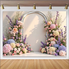 Lofaris Pastellfarbener Blumenbogen Fotohintergrund mit Rosen Hortensien, elegante Kulisse für Event und Fotostudio