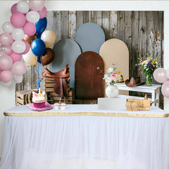 Lofaris Rustikaler Westernfotohintergrund in Holzoptik mit Cowboy-Sattel und Hüten, vielseitige Kulisse für Fotoshootings und Events