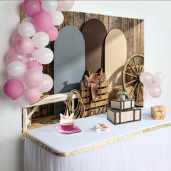 Lofaris Rustikaler Western Fotohintergrund mit Holzstruktur Sattel Wagenrad, perfekte Kulisse für Fotoshootings und Eventdekoration