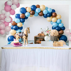 Lofaris Rustikaler Babyparty Hintergrund mit Luftballons und Holzspielzeug, natürliche Fotokulisse für Babyfotografie und Feierdekoration