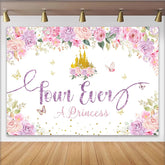 Lofaris Rosa Lila Prinzessinnen-Geburtstagshintergrund für Mädchen, mit goldenem Schloss und Glitzer-Schrift