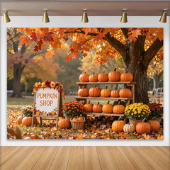 Lofaris Orangefarbener Herbst-Kürbis-Hintergrund mit Ahornblättern, rustikale Erntedekoration für Fotostudio-Kulisse