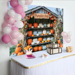 Lofaris Herbstlicher Kürbisstand Hintergrund mit bunten Kürbissen, rustikale Fotowand für Erntedankfest und Fotoshootings