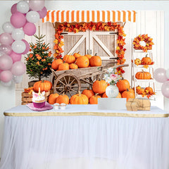 Lofaris Bunter Herbst Hintergrund mit Kürbissen und Ahornblättern, rustikale Fotowand für Erntedankfest Dekoration und Fotoshooting