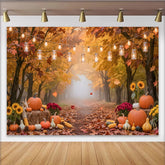 Lofaris Herbst-Fotohintergrund mit Kürbissen und Sonnenblumen, idyllische Kulisse für herbstliche Fotoshootings im Studio