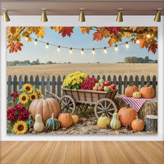 Lofaris Herbst-Fotohintergrund mit Kürbissen und Sonnenblumen, idyllische Kulisse für herbstliche Fotografie im Studio