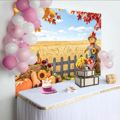 Lofaris Malerischer Herbstlandschaft-Hintergrund mit Kürbissen, bunte Fotowand für herbstliche Fotografie im Fotostudio