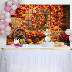 Lofaris Rustikaler Erntedankfest-Hintergrund mit Kürbissen, herbstliche Kulisse für gemütliche Erntedank-Fotoshootings