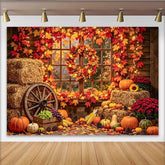 Lofaris Rustikaler Erntedankfest-Hintergrund mit Kürbissen, herbstliche Kulisse für gemütliche Erntedank-Fotoshootings