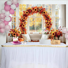 Lofaris Sonnenblumen Herbst-Fotohintergrund mit Kürbissen, elegante Fotowand für gemütliche Erntedankfest Fotoshootings