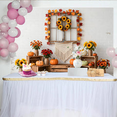 Lofaris Herbstlicher Ernte-Hintergrund mit Kürbissen und Sonnenblumen, rustikale Fotokulisse für herbstliche Fotoshootings