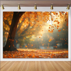 Lofaris Goldenes Herbstlaub Baum Fotohintergrund mit fallenden Blättern, idyllische Kulisse für professionelle Porträts und Naturfotografie