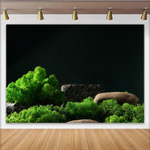 Lofaris Grüner Mooslandschaft Hintergrund mit natürlichen Felsen, realistische Kulisse für Produktfotografie und Porträts