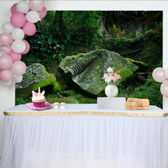 Lofaris Mystischer Urwald-Steinhintergrund mit Moos und Schnitzerei, natürliche Fotokulisse für Studio und Outdoor-Aufnahmen