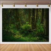 Lofaris Dichter grüner Wald Fotohintergrund mit Moos und Farnen, realistische Naturkulisse für professionelle Studioaufnahmen und Porträts