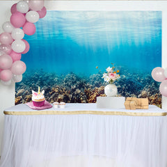 Lofaris Blauer Unterwasser-Hintergrund mit Korallenriff und Sonnenstrahlen, realistische Ozean-Kulisse für Fotostudio