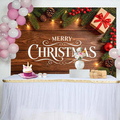 Lofaris Frohe Weihnachten Holz Hintergrund mit Tannenzweigen und Lichtern, festliche Kulisse für Weihnachtsfeier und Fotoshooting