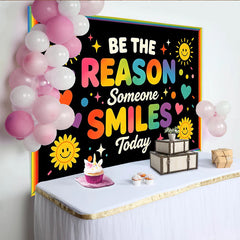 Lofaris Bunter Positiver Spruch Fotohintergrund mit Regenbogenfarben, fröhliche Kulisse für gute Laune und Fotoshootings