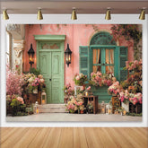 Lofaris Pastellfarbener Vintage-Blumen-Hintergrund mit Tür und Fenster, für Partys und Fotoshootings, romantische Kulisse