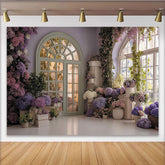 Lofaris Pastellfarbener Blumen-Bogenfenster-Fotohintergrund, für Frühlingspartys und Hochzeiten, elegante Fotokulisse